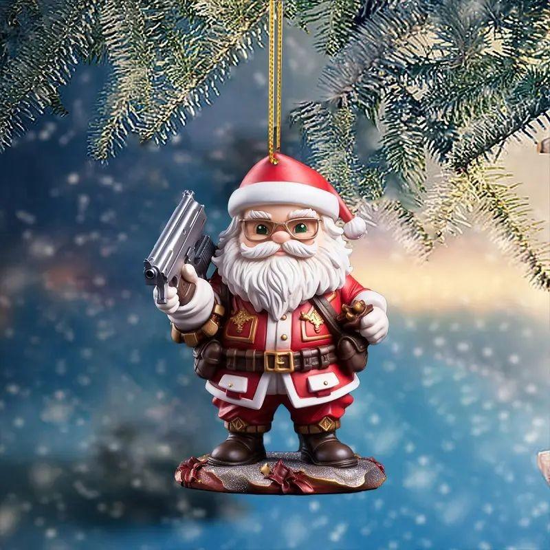 And Bright Fun Santa Claus Handheld Gun Ornament For Merry Christmas Tree Hanging