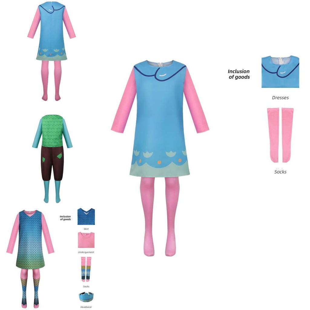 Cute Fantasy Trolls Cosplay Costume Poppy Dress Anime Halloween Stage Outfit
