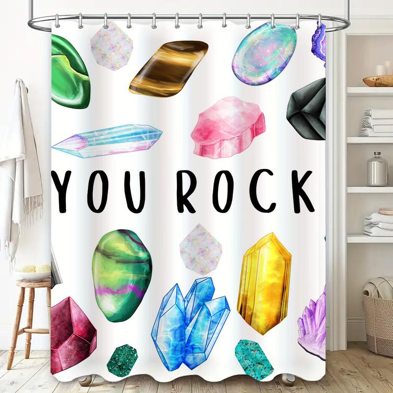 Bright Crystal Shower Curtain You Rock Decor Bathroom Waterproof Fabric Print Home Decoration Wall Hanging For Bathrooms White C