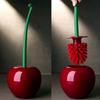 Set Scopino per WC Stile Ciliegio Rosso Vino PP Durevole Manico Lungo Spazzola Densa Scopino per WC Testa della Spazzola Rossa Vino