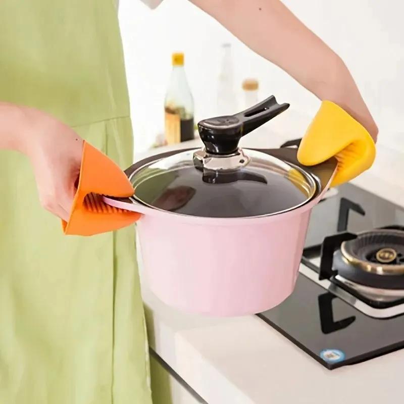2pcs Thicken Baking  Silicone Oven Mitts Microwave Oven Glove Heat Insulation Anti-slip Bowl Pot Clips Kitchen Gloves
