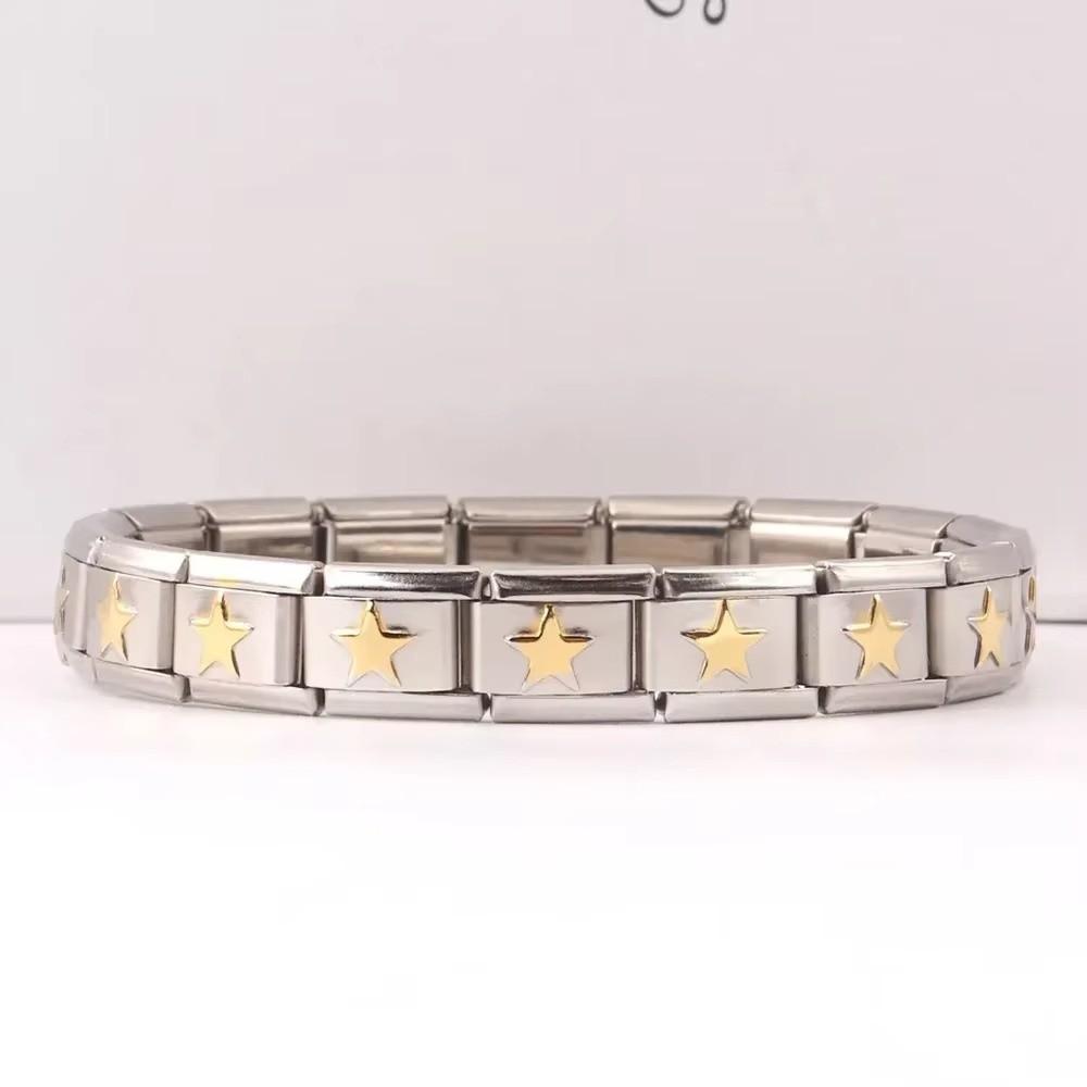 Square Modular Stainless Steel Bracelet 9mm Elastic Hand Chain Italian Chain Link Bracelet Gift
