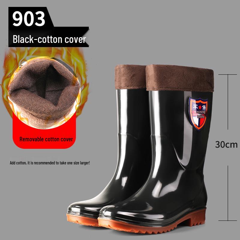 Men's High-Top Waterproof Military Rain Boots with Non-Slip Sole and Labor Protection Rubber Overshoes