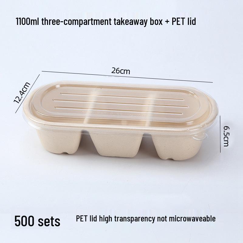 Eco-friendly Three-Compartment Disposable Bento Box – Microwaveable Paper Lunch Container for Salads and Light Meals