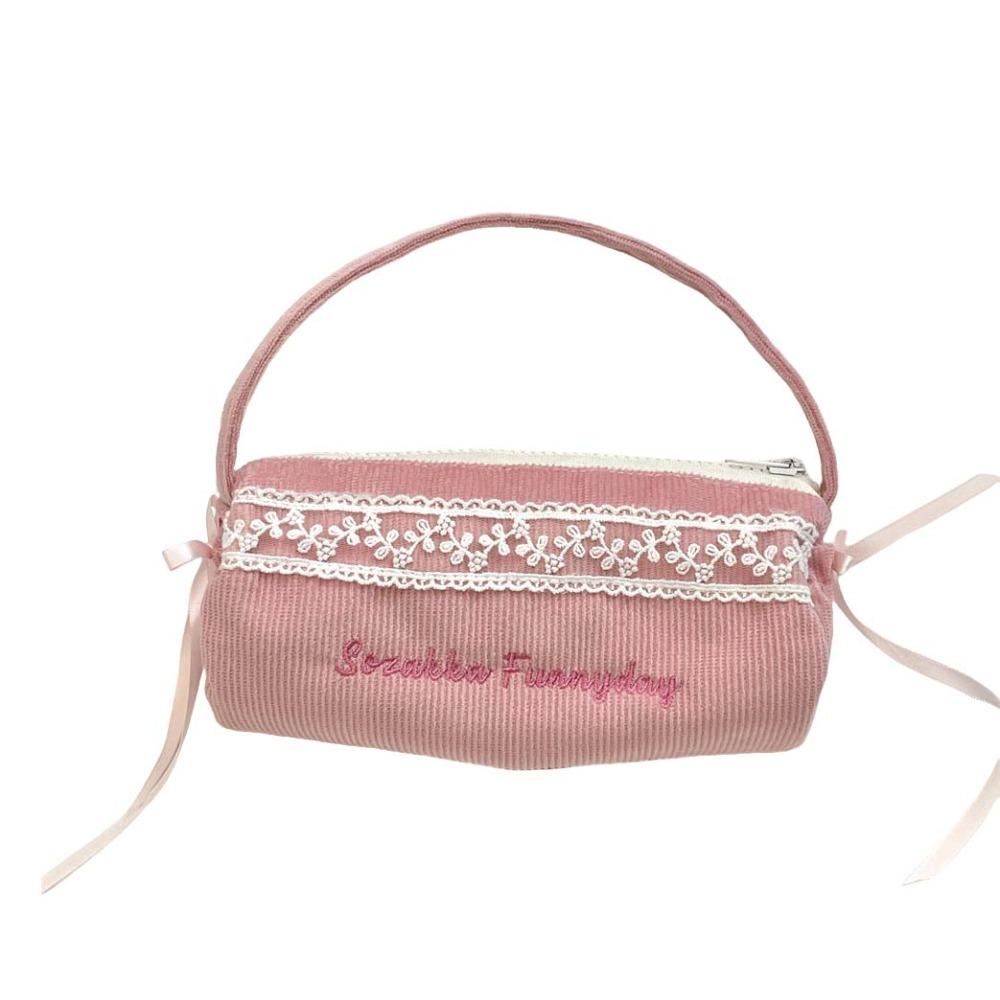 

Bowknot Korean Style Pencil Case Lace Bow Pencil Pouch Kawaii Handheld Stationery Bag Children розовый