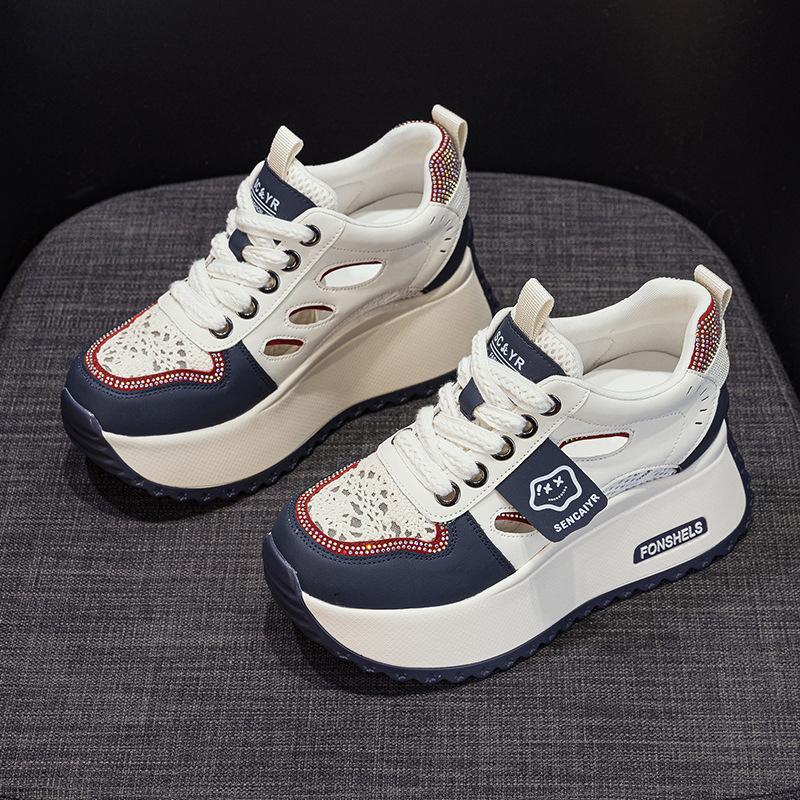 

Leather hollow dad shoes women s 2025 summer new casual fashion Internet celebrity explosive version of the heightening platform women s sandals 40