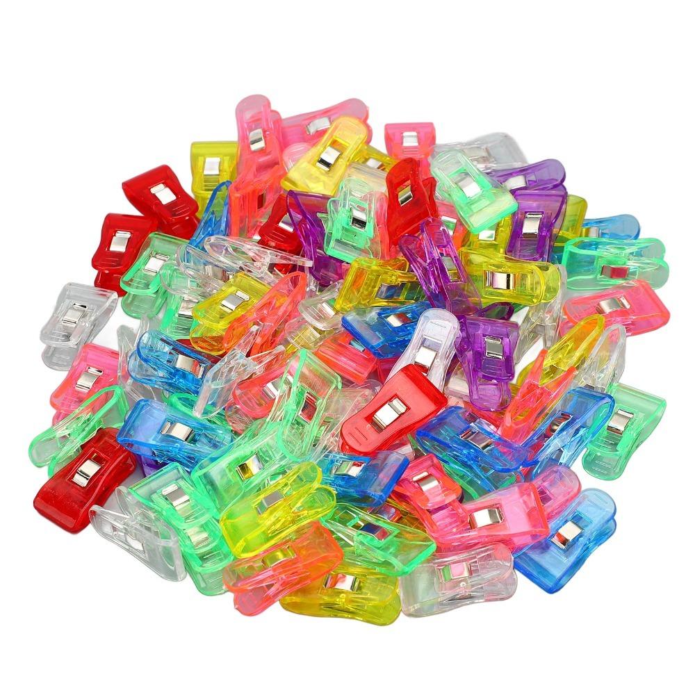 100 Pcs Plastic Colorful Clear Plastic Clip Colorful Transparent Plastic Clip  Craft Projects 100Pcs