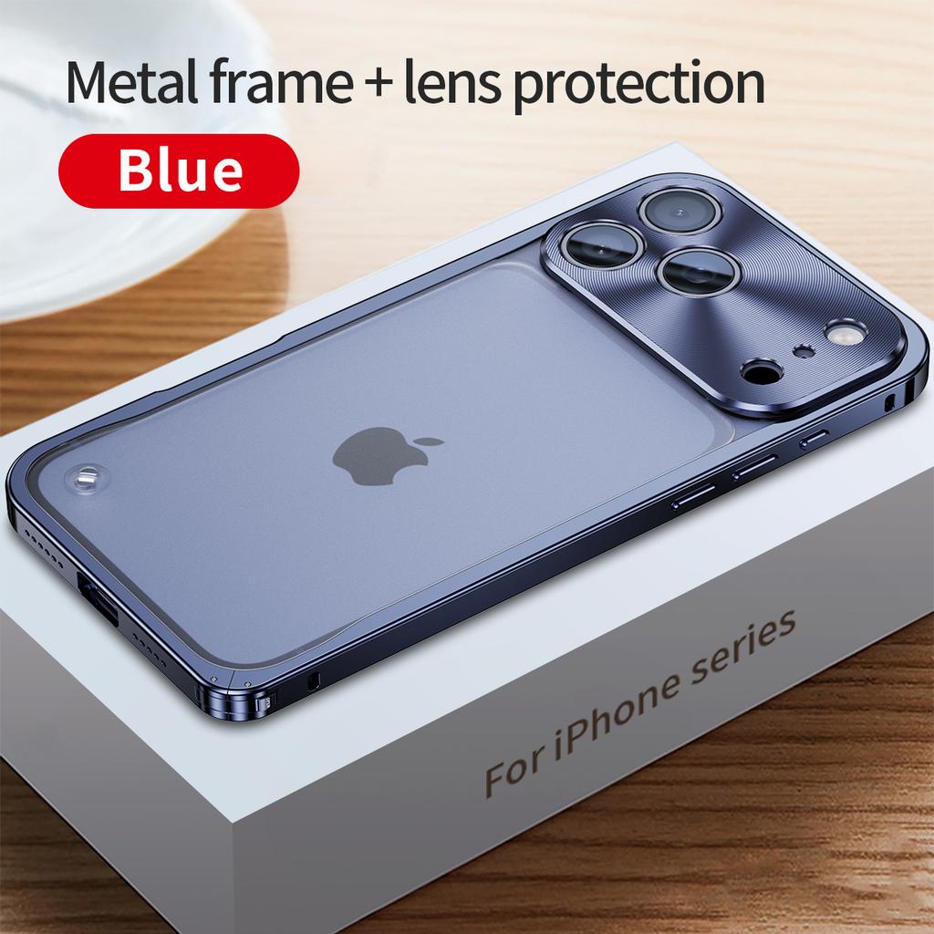 Metallramme Telefondeksel For iPhone 17 11 12 13 14 15 16 Pro Max Aluminiumslegering Full Linse Beskyttelsesdeksel For iPhone 13 mini Plating Metall Bakdeksel