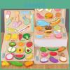 Wooden Kids Food Slice Puzzle With Fruit And Vegetable Blocks For Imaginative Play