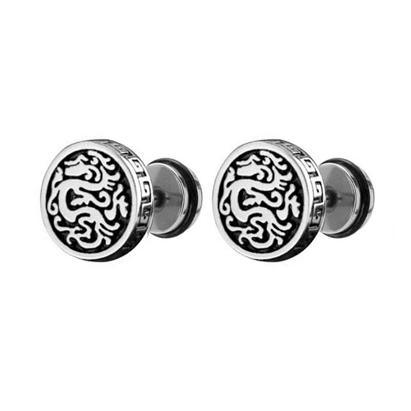 1 Pair New Style Gothic Dumbbell Stud Earrings For Men/Women Stainless Steel Punk Piercing Jewelry