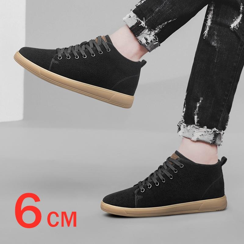 Genuine Pig Leather Fashion Height Increasing Sneakers Men All-match Casual Shoes Increase Insole 6cm Luxury Brand Lift Men Shoe