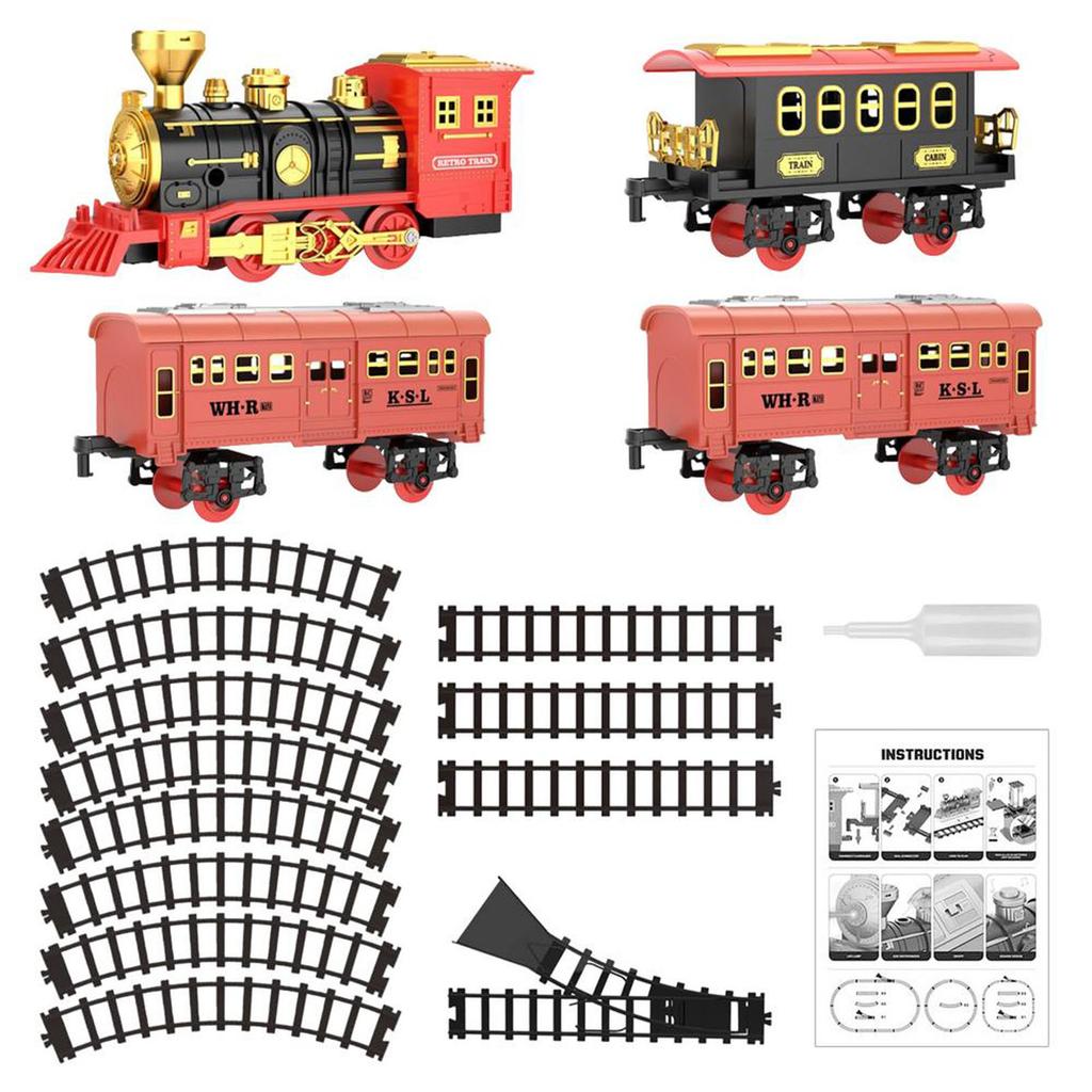 Zestaw kolejki Hot Bee - Zabawki kolejowe dla chłopców, Światła i dźwięk, Zestaw kolejki do zabawy pod choinkę, Kolejki modelarskie dla maluchów w wieku 3 4 5 6 7 8+ lat