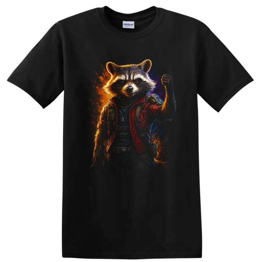 Guardians Raccoon Hero Comic Style T Shirt Superhero Space Tee