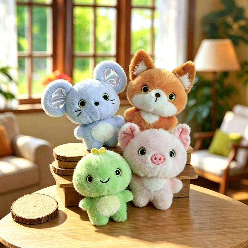 15cm Super Cute Animal Plush Pendant Mouse Fox Monkey Elephant Pig Rabbit Plush Doll Keychain Companion Doll Child Gift