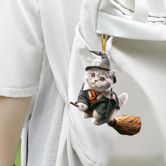 Cat-Shaped Pendant Car Hanging Decoration with Lanyard Easy To Hang Non-Fading Auto Rearview Mirror Hanging Ornament