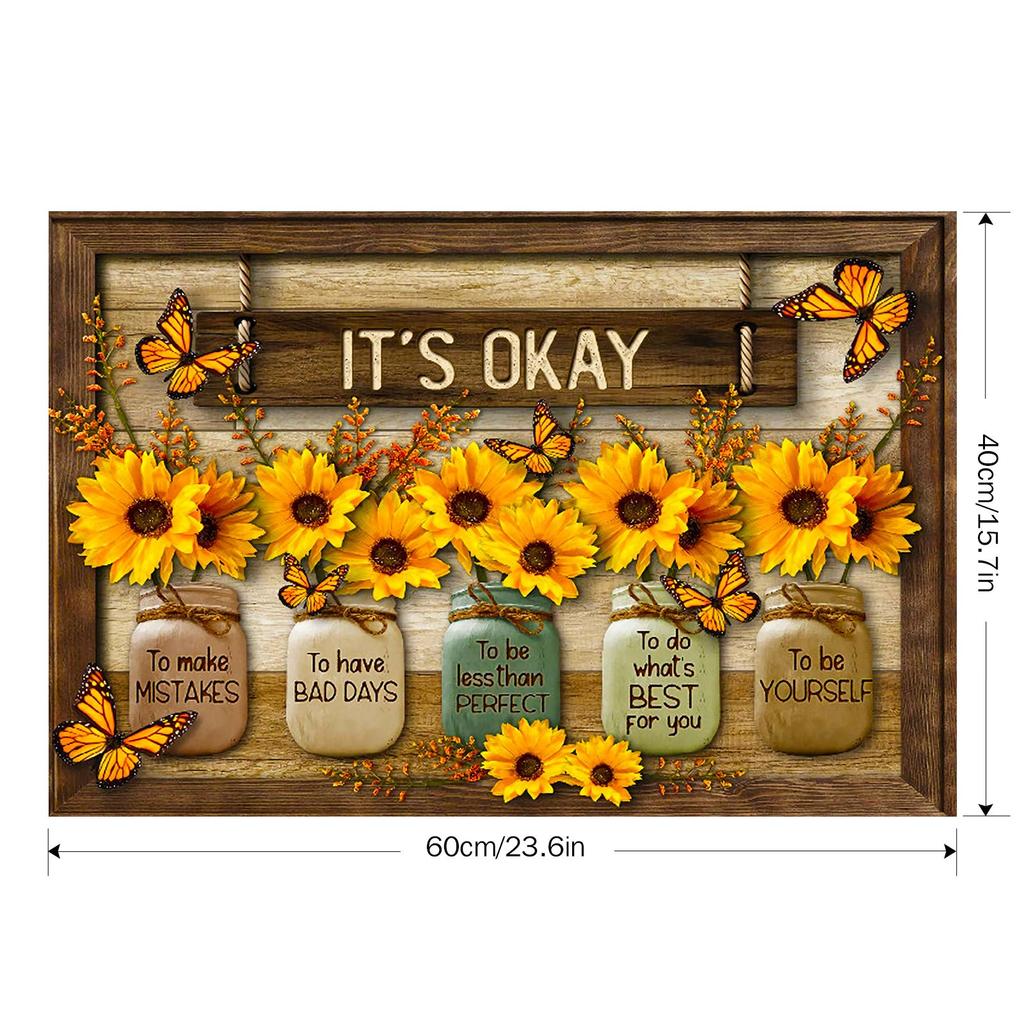 Sunflower Canvas Painting  IT'S OKAY Posters And Prints For Living Room Bedroom Wall Art Pictures Decor New Year Gift For Her/Him