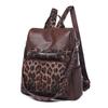 Sac à dos rétro pour femme, grande capacité, imprimé léopard bicolore
