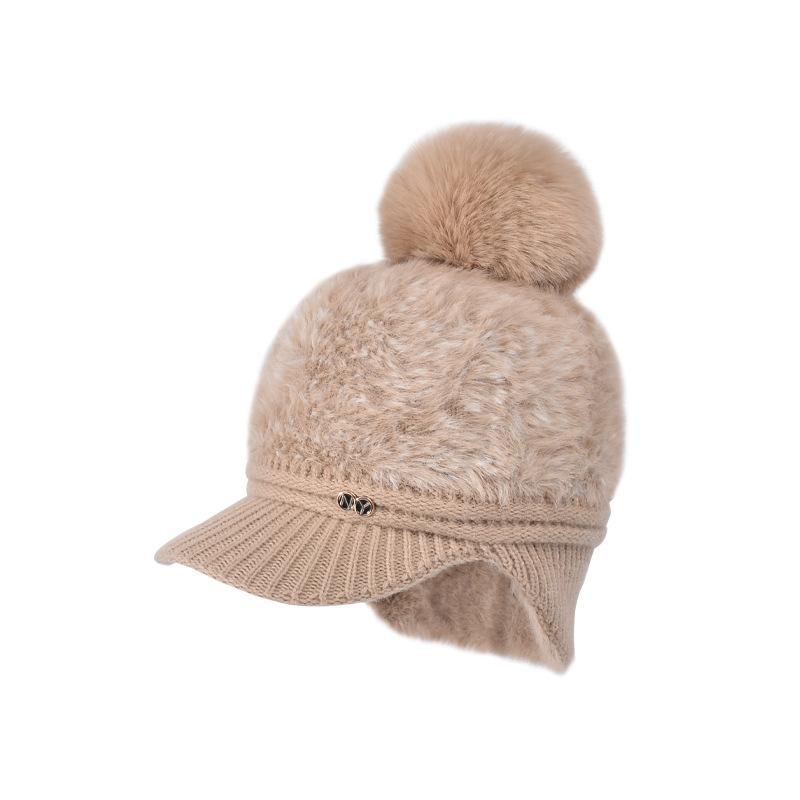 

New plush ear protection duck tongue baseball cap winter outdoor warm and cold neck protection knitted wool cap children