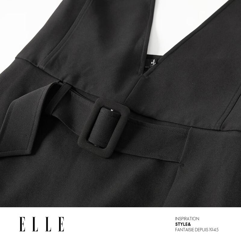 ELLE French Halter V-Neck A-Line Mini Dress