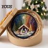 Polyester Embroidery Fabric Nativity DIY Kit, Manger Scene Hand Patterns Christian Needlepoint Craft Kit for Beginners, Religious Home Decoration