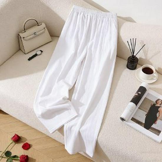 

2026 Early Spring High-Waisted Elastic Waist Wide Leg Pants for Middle-Aged and Elderly Women Double Extra Large белый