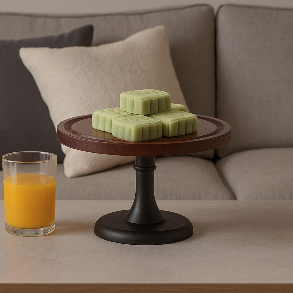 Circular Shape Wooden Cake Stand 8 Inch Fruit Snacks Storage Tray  Birthday