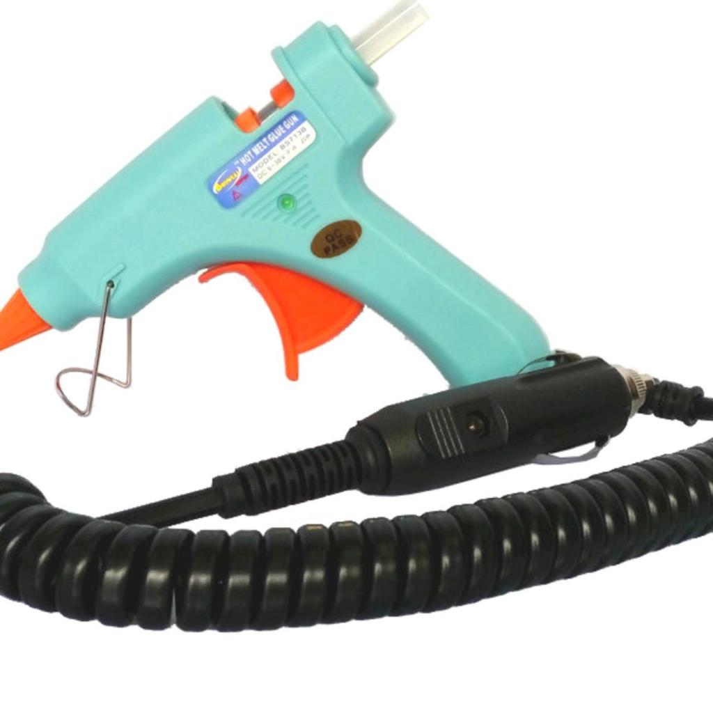 12-24V Car Hot Melt Glue Gun with DC Battery Clip & Cigarette Lighter Plug for Outdoor and Model Airplane Use