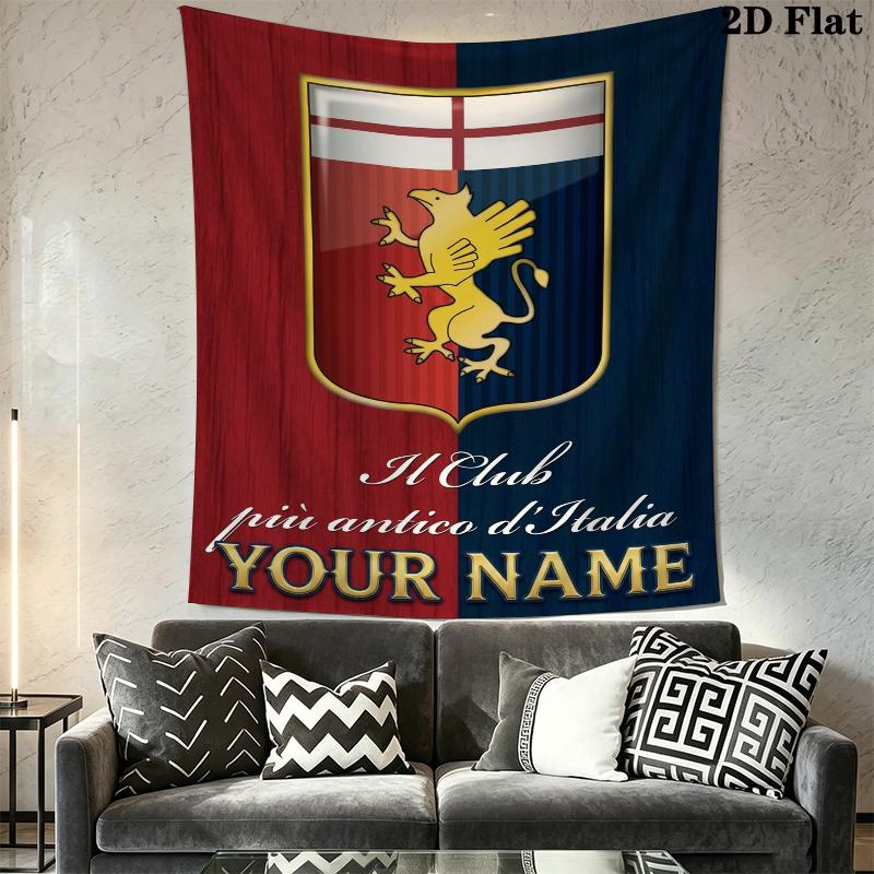 Custom Name Genoa CFC Wall Tapestry Aesthetic Wall Hanging Printed Fabric Blanket Decorative Tapestries for Bedroom Living Room Home Decor