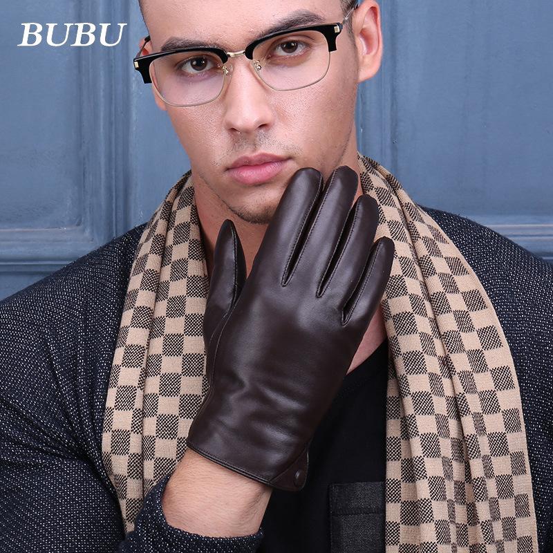 

Мужские перчатки из натуральной овчины с сенсорным экраном, зимние, коричневого цвета, для езды на велосипеде, вождения, теплые, с плюшевой подкладкой, корейские, деловые, из натуральной овчины L