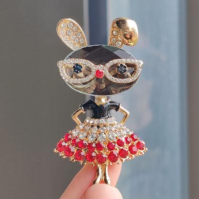 Retro Modern Cartoon Glasses Rabbit, Brooch Pin Clothing Accessories Cute