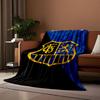Golden Lion Shield on Blue and Black print blanket soft and cozy perfect for the living room bed sofa or a nap,gift