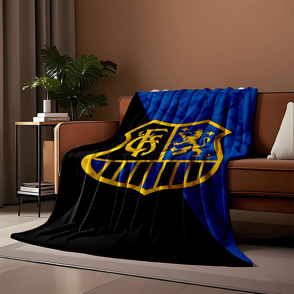 Golden Lion Shield on Blue and Black print blanket soft and cozy perfect for the living room bed sofa or a nap,gift