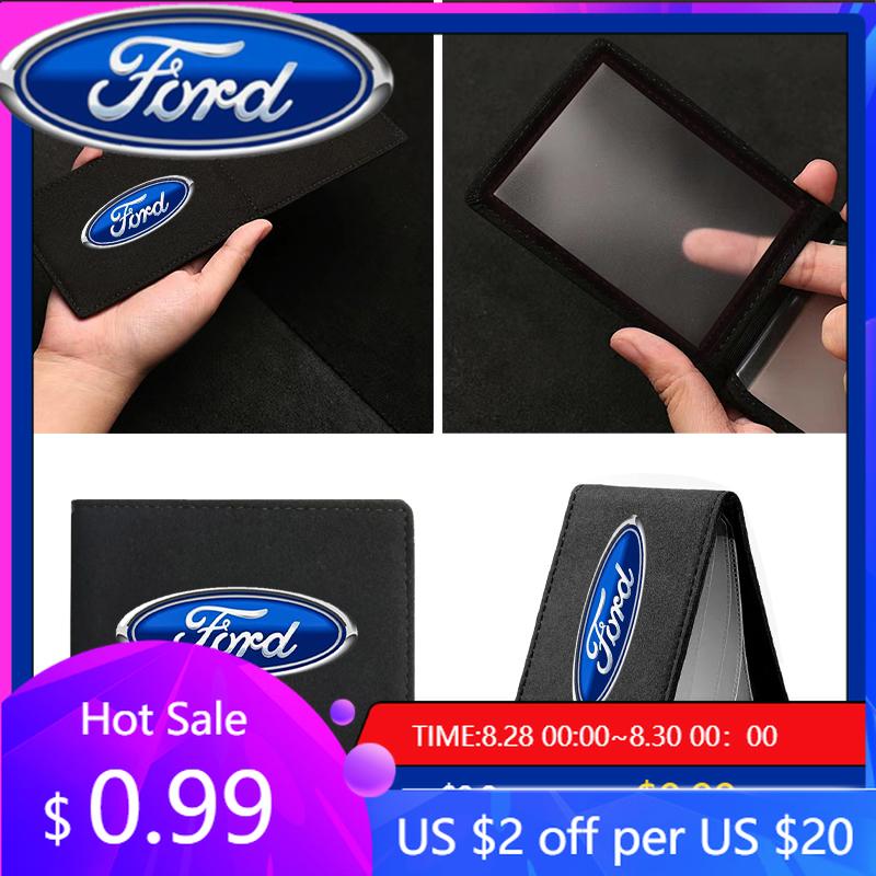 Car Sticker 2026 1Pcs Portable Car Driver License Holder PU Leather Card Bag For Ford Raptor Fiesta Focus 2 3 4 Mondeo Ecosport
