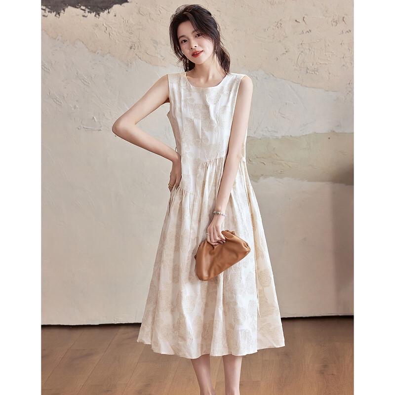 De Mana Summer Artistic Jacquard Sleeveless A-Line Dress