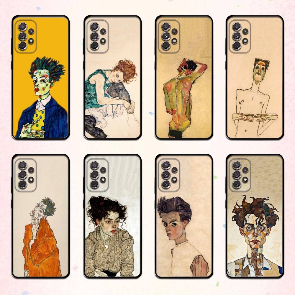 painter E-Egon S-Schiele Phone Case For Samsung S 25,24,23,22,30,21,10,9,Ultra,Plus,Lite,FE,4,5 G Soft Black Case