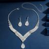 3pcs Women's Fashionable Jewelry Set with Rhinestones, Zircon, Water Droplets, Necklace, Earrings, Wedding Dress Accessories