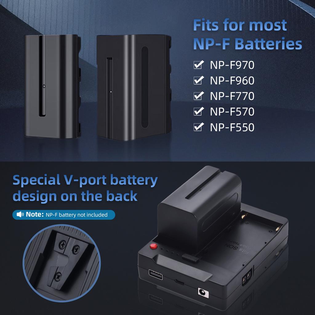 NP-F970 F750 F550 Battery Plate to V-Lock V-Mount Buckle Bracket Adapter with USB-A/ Type-C/ / D-TAP Outputs Np to V Mount