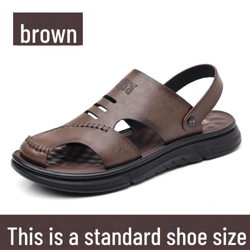 Men's Genuine Leather Summer Sandals – Breathable, Casual, Soft Beach Shoes for Outdoor Wear