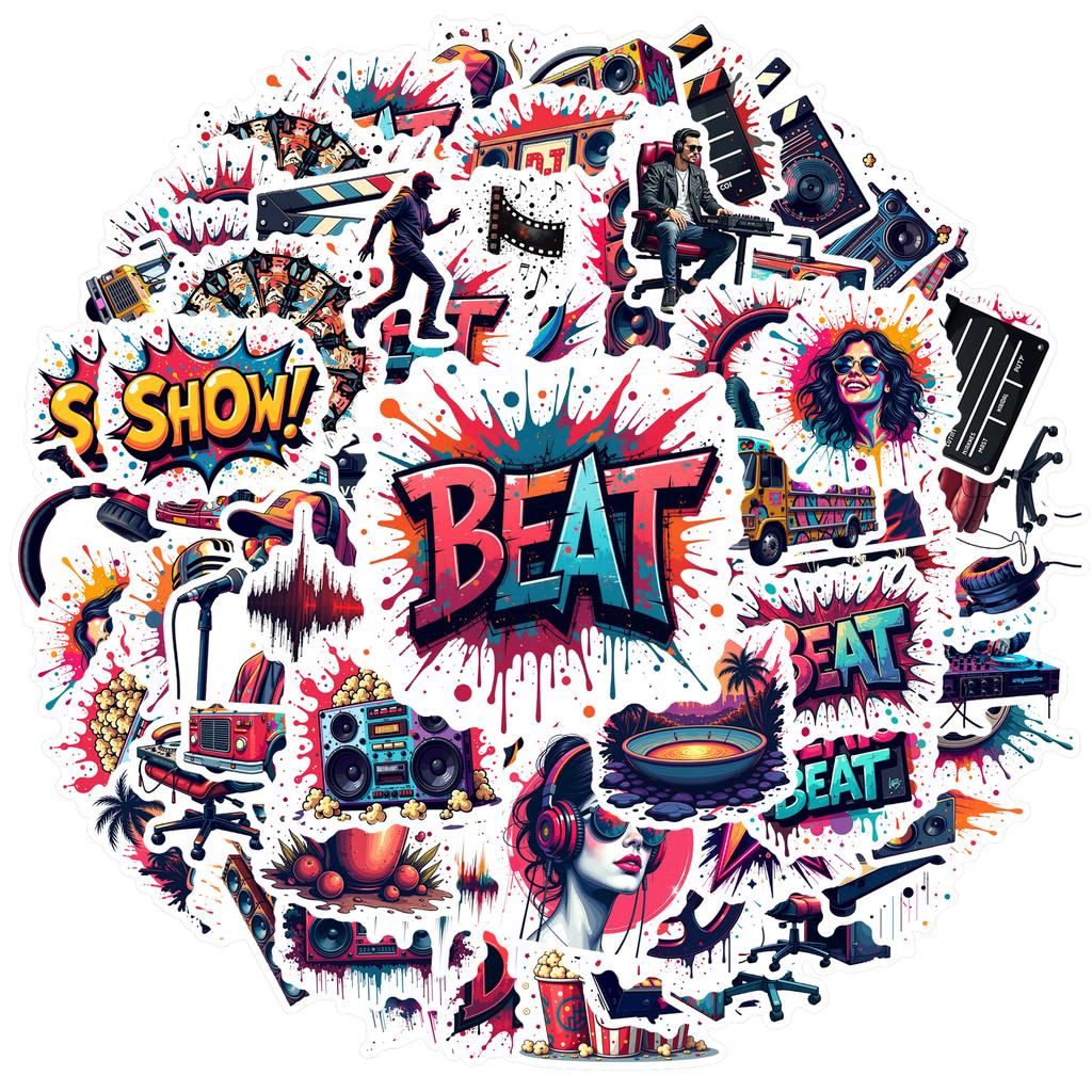 35pcs-70pcs Vivid Stickers Colorful Gaming Stickers Music Decals For Guitar DIY  Skateboard Laptop Luggage Decor DIY