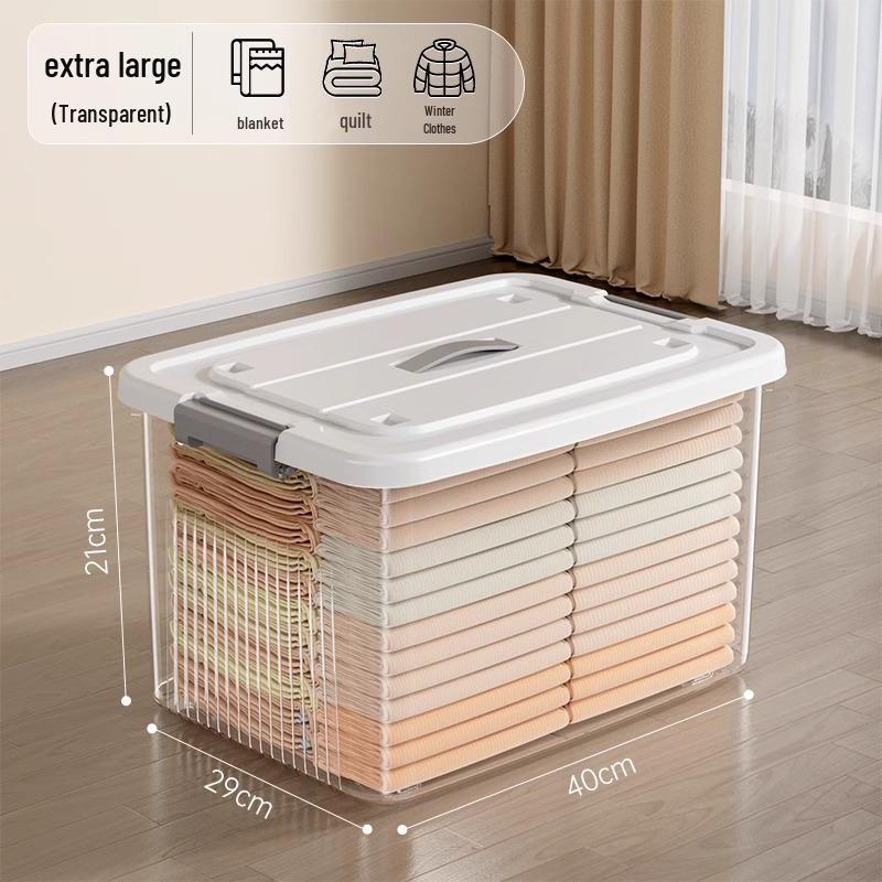Large Transparent Plastic Storage Box for Clothes, Snacks, Books, and Toys