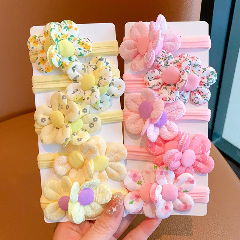 5 Pièces Corde à Cheveux Fleur Enfant Filles Attache Cheveux Queue de Cheval Cercle à Cheveux Durable Filles Nouvelle Corde à Cheveux Style Coréen Élastique