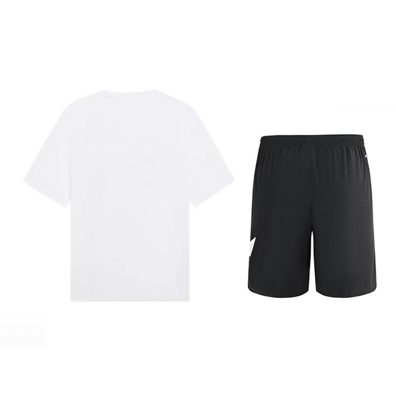 Li-Ning Letter Logo Print Round Neck Short Sleeve T-Shirt And Mid Waist Shorts Casual Sports Set Unisex sets AHSUB03-2+YKSV197-2