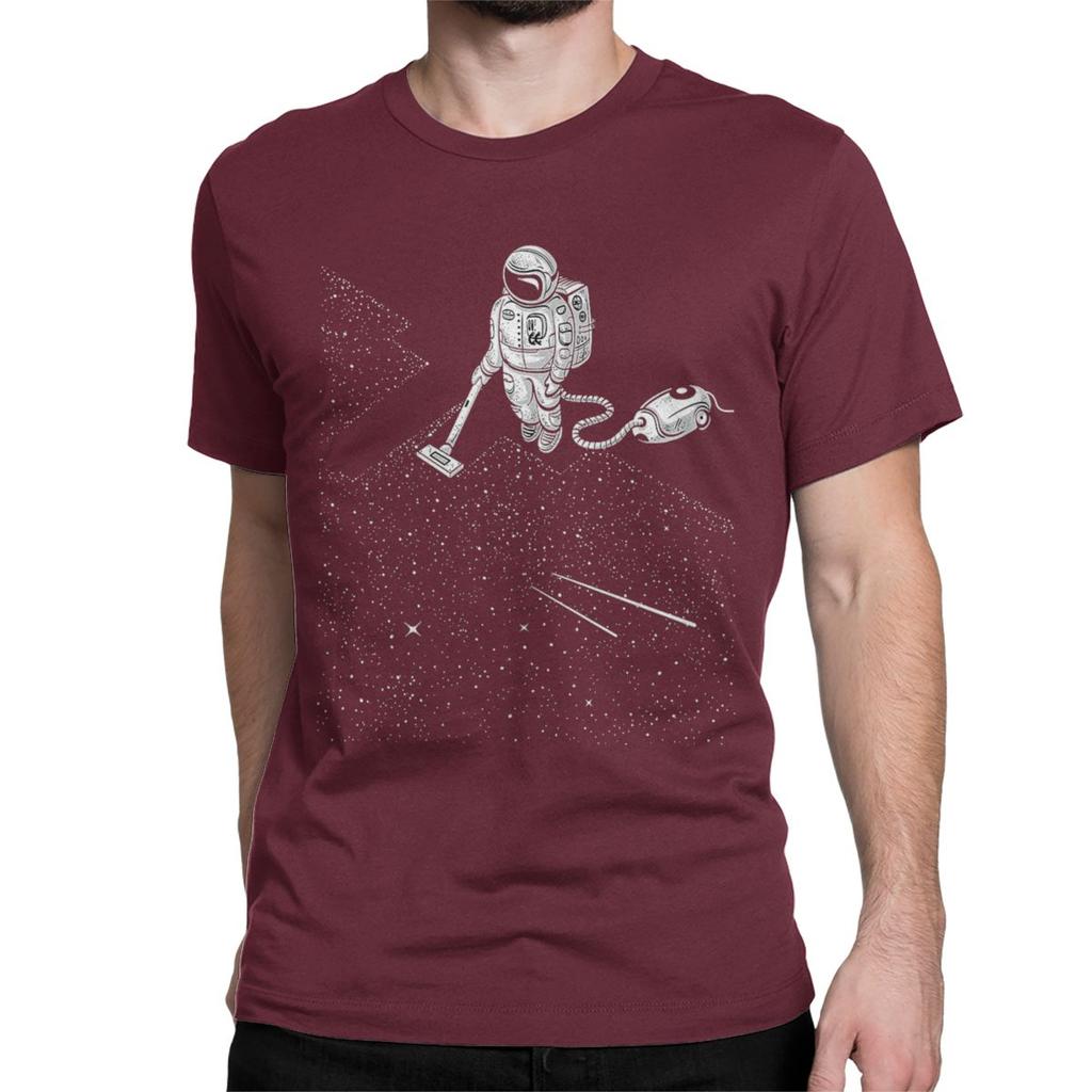 Astronaut Space Vacuum Cleaner T Shirts Men Women Cotton Novelty T-Shirt Round Collar Tees Short Sleeve Clothes Plus Size
