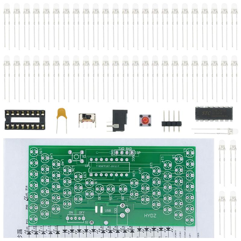 

5V Electronic Hourglass DIY Kit Funny Electric Production Sets Precise With LED Lamps Double Layer PCB Board 84*40mm