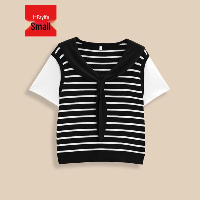 IEF Petite Korean Style Striped Knit Top XS