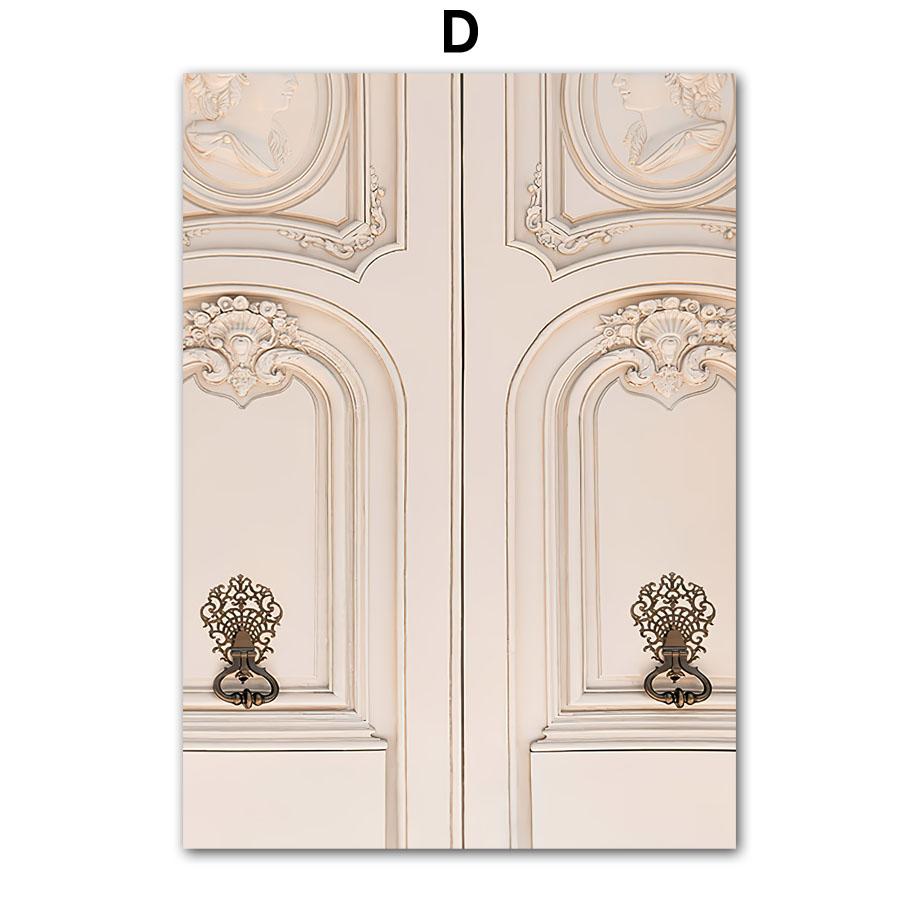 Wall Art Beige Paris Vintage Building Champagne Flower Fashion Girl Living Room Decor Canvas Painting Posters And Prints Picture