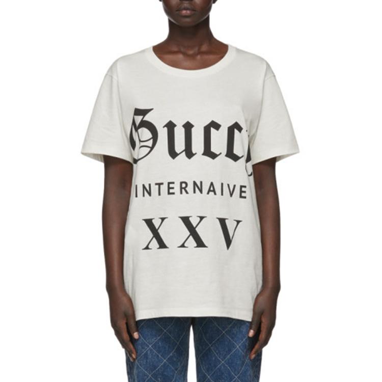 Gucci Guccy Series Cotton Short Sleeves Unisex White 492347X3P077561