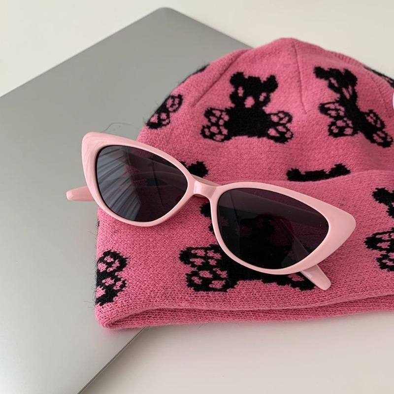 Korean Niche High-end Sense Vintage Versatile Cat Eye Pink Sunglasses Women Protection Face Small Frame