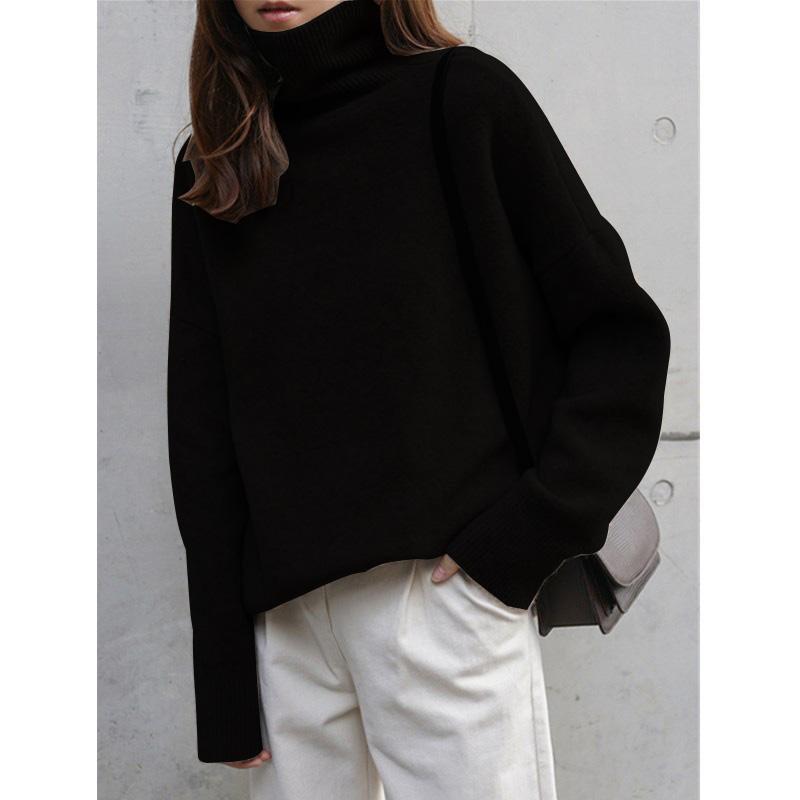 Women's Trendy Thick Knit High-Neck Sweater - Loose, Gentle French Style for Autumn/Winter
