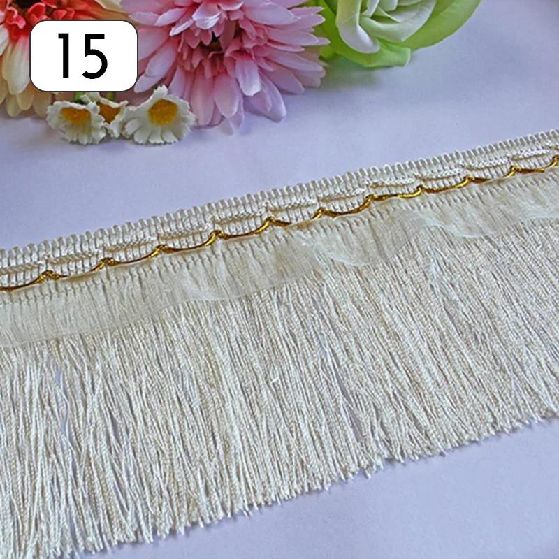 Wholesale 12M Long Fringe Polyester Yarn Gold Thread Tassel Lace Trim Ribbon Sew Latin Dress Garment Curtain DIY Accessories